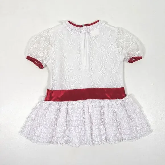 Vintage Ribbons & Lace Dress Girls Size 18m White Lace Christmas Holiday - Picture 3 of 6